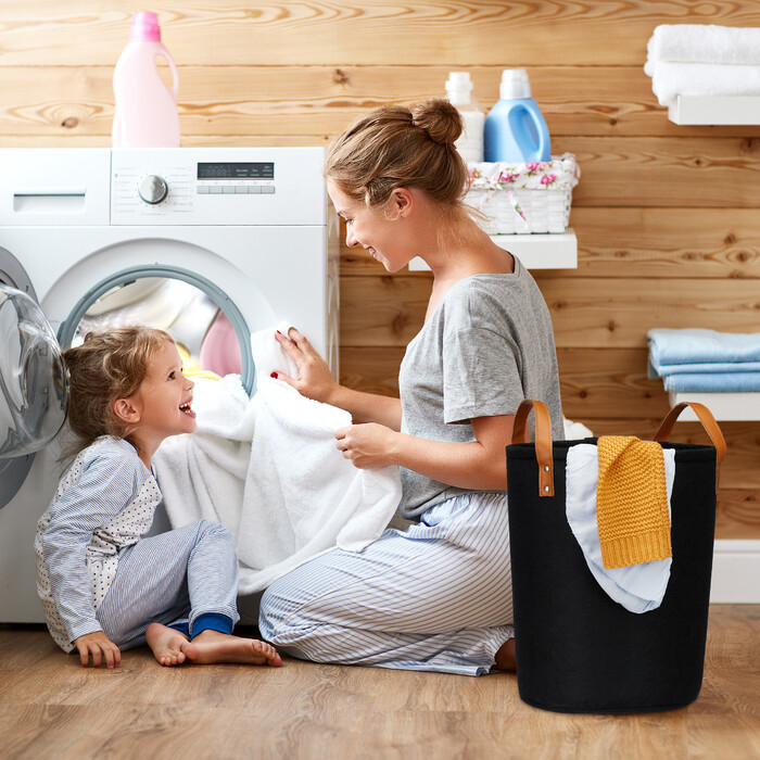 Relaxdays Filz Wäschekorb 28 Liter