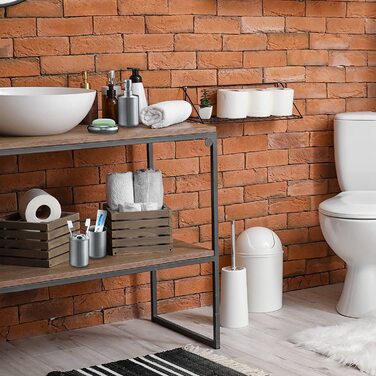 Relaxdays Badezimmer Set, 4-teilig, Seifenspender, Seifenschale, Zahnputzbecher, Zahnbürstenhalter, Edelstahl, Silber 1003887