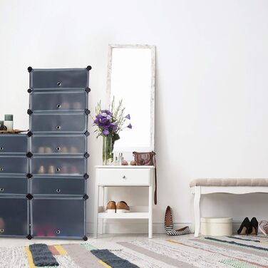 Relaxdays Schuhregal, DIY Regalsystem, 12 Fächer, XXL Steckregal
