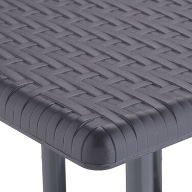 Relaxdays Gartentisch in grauer Rattan-Optik