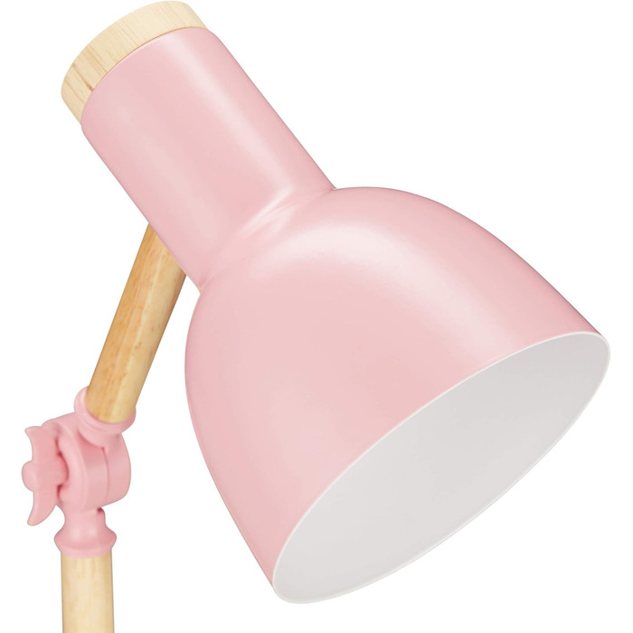 Relaxdays Retro Schreibtischlampe, verstellbar, Holz & Metall, E14, HxD 45,5x14,5 cm, Rosa