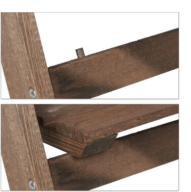 Relaxdays Blumentreppe, 2-stufig, klappbar, Holz, dunkelbraun, HBT: 51,5x41x24 cm