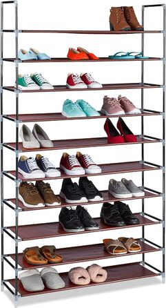 Relaxdays Schuhregal Stoff, HBT: 175,5x100x29 cm, für 50 Paar Schuhe, 10 Etagen, Stecksystem, XXL Schuhgestell, (Bordeaux)