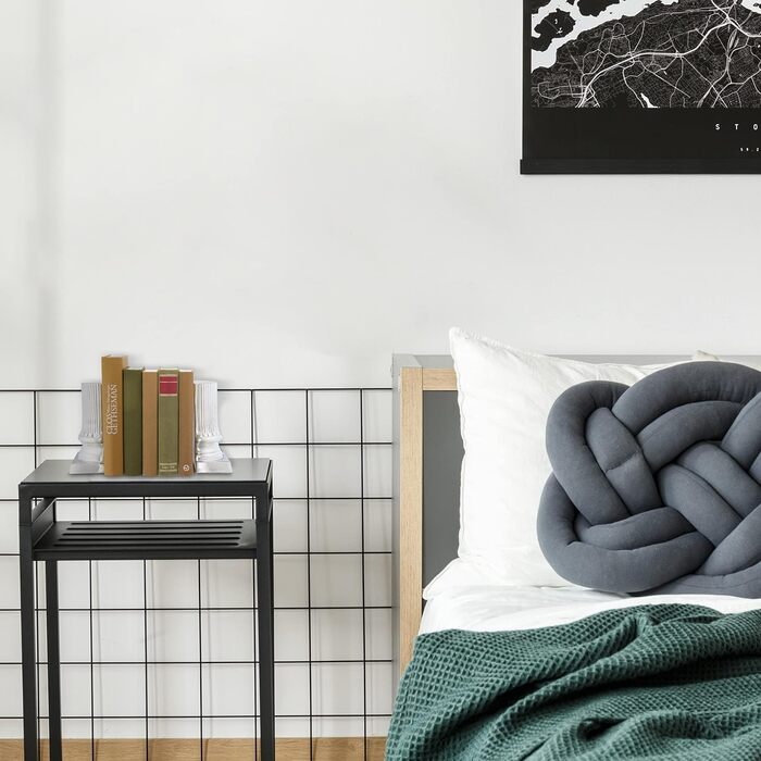 Relaxdays Buchstütze, 2er Set, Säulen Design, für Bücherregal, Bücherhalter HxBxT: 18 x 12,5 x 7 cm, Aluminium, Silber