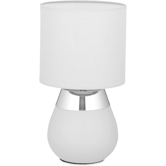 Relaxdays Nachttischlampe Touch dimmbar, moderne Touch Lampe, 3 Stufen, E14, Tischlampe, HxD: 32,5 x 18 cm, grau- (Silber)