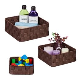 Relaxdays Brauner Aufbewahrungskorb 3er Set