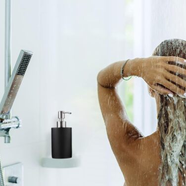 Relaxdays Seifenspender, 180ml, nachfüllbar, Bad/WC/Küche, Flüssigseifenspender, Polyresin, Edelstahlpumpe