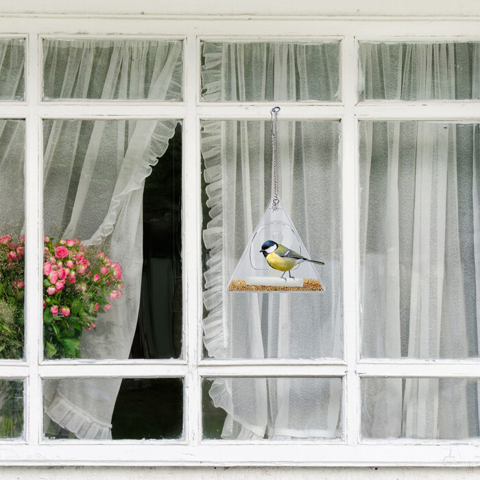 Relaxdays Vogelfutterhaus für Fenster dreieckig
