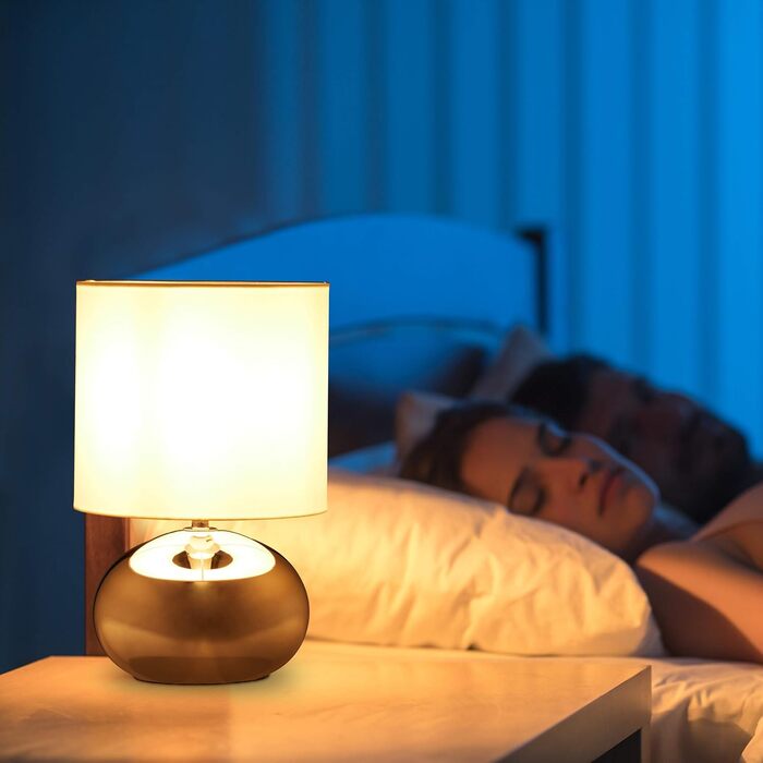 Relaxdays Touch-Nachttischlampe, dimmbar, 3 Stufen, E14, 28x18 cm, silber