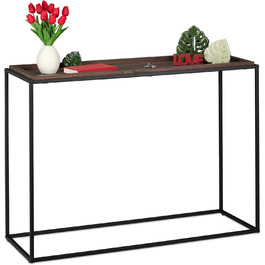 Relaxdays Konsolentisch, 80x110x38 cm, Industrial, Flur & Wohnzimmer, Metall & MDF, braun/schwarz