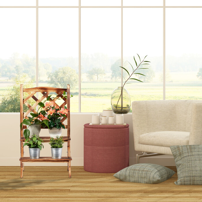 Relaxdays Blumentreppe mit Rankgitter gebrannt