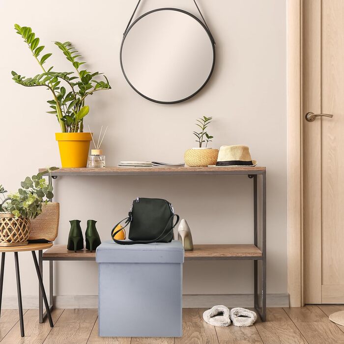 Relaxdays Sitzhocker Samt, mit Stauraum, gepolstert, faltbar, 38x38x38 cm, grau
