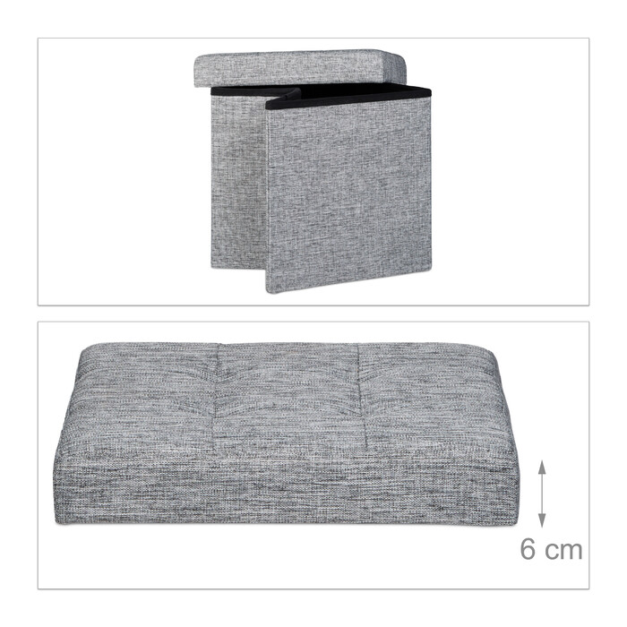 Relaxdays Faltbarer Sitzhocker mit Stauraum Leinen