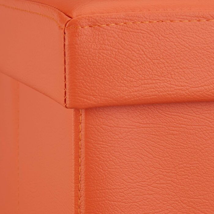 Relaxdays Faltbare Sitzbank 76cm, 2-Sitzer mit Stauraum, Kunstleder, 300kg belastbar, Orange