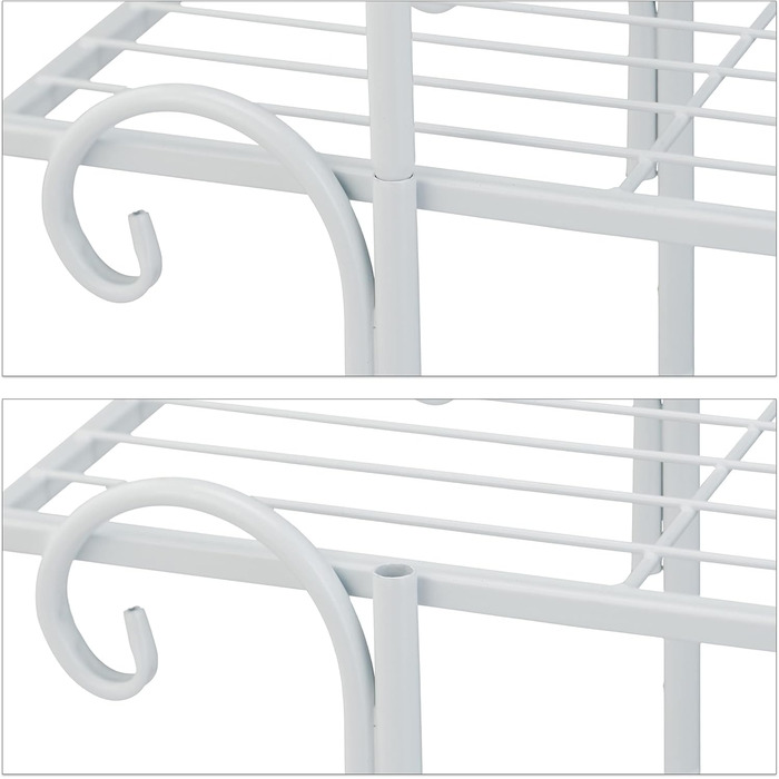 Relaxdays Blumenregal Metall, Vintage, 75x56x23 cm, Blumentreppe 5 Ablagen, Eisen (Weiß)