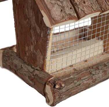 Relaxdays Vogelfutterhaus, Holz, HBT: 17x15x12 cm, mit Silo, Vogelfutterspender, Natur (60 Zeichen)