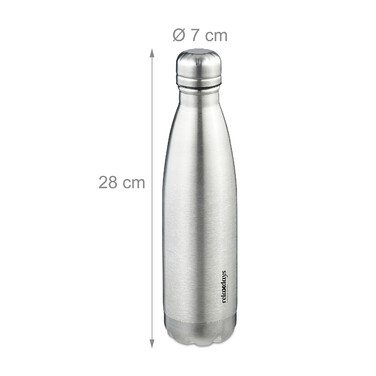 Relaxdays Trinkflasche Edelstahl 500 ml