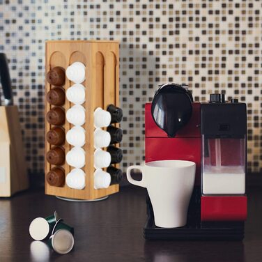 Relaxdays Kapselhalter für Dolce Gusto Kaffeekapseln, drehbar, Kaffee Kapselspender, Bambus, HBT: 40,5x14x14 cm, natur