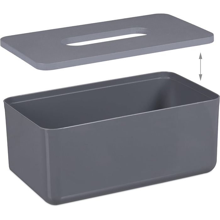 Relaxdays Tücherbox Bambus Deckel, Bad, Taschentuchbox, modernes Design, 10x23x13 cm, Kunststoff, grau