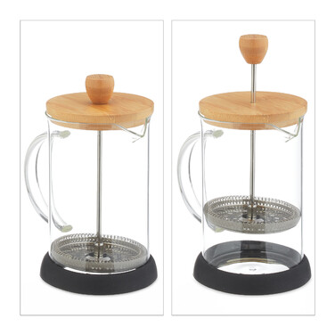 Relaxdays Kaffeebereiter mit Bambusdeckel