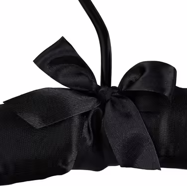 Relaxdays Kleiderbügel Satin,  weich gepolstert, 360° drehbarer Haken, dekorative Schleife, 38 cm breit, (10er Pack, Schwarz)