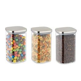 Relaxdays 3er Set Vorratsgläser mit Deckel 1200 ml