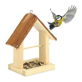 Relaxdays Holz Vogelfutterhaus zum Aufhängen