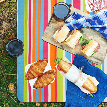 Relaxdays Picknickdecke bunte Streifen
