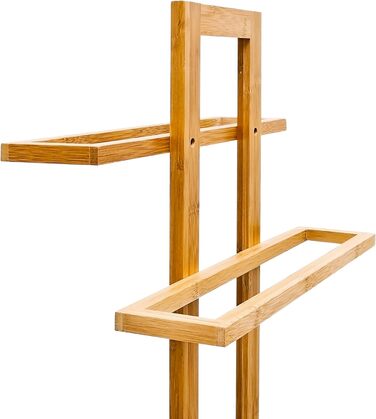 Relaxdays Handtuchständer Bambus HBT 85x37x25cm, frei stehend, Holzoptik, Herrendiener