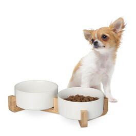 Relaxdays Hunde Napfbar Keramik mit Bambusgestell