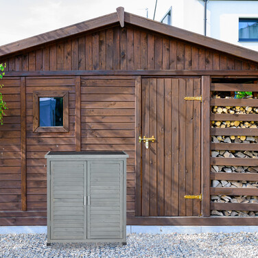 Relaxdays Grauer Gartenschrank 3 Fächer
