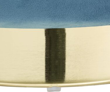 Relaxdays Samthocker mit Stauraum, rund, eleganter Polsterhocker, HxD: 43,5x39 cm, Petrol/Gold