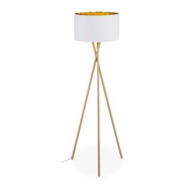 Relaxdays Dreibein Stehlampe in Weiß & Gold