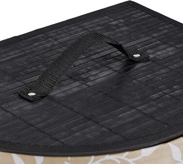 Relaxdays Wäschekorb Bambus, 30 l, faltbar, halbrund, mit Deckel, für Bad & Schlafzimmer, Schwarz