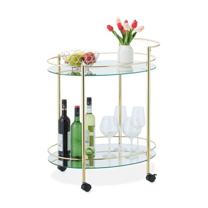 Relaxdays Ovaler Servierwagen in Gold