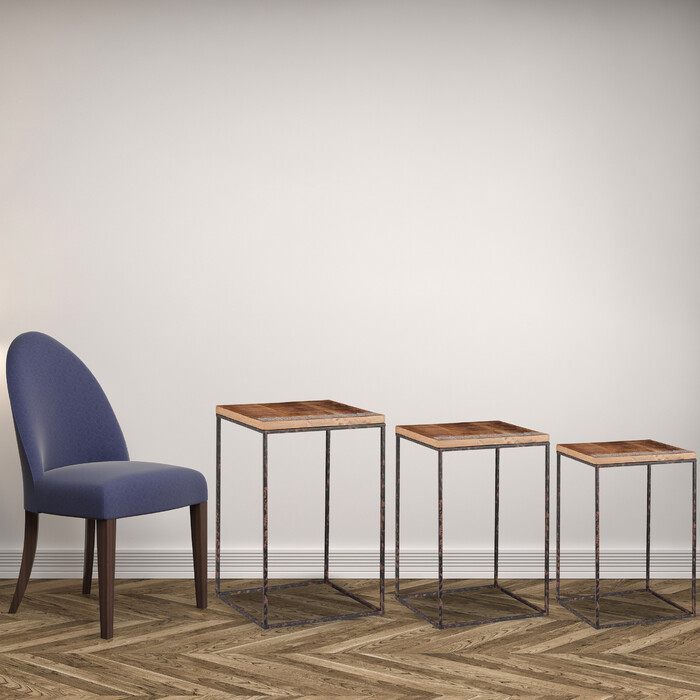 Relaxdays Beistelltisch 3er Set Mangoholz