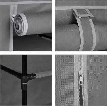 Relaxdays Schuhschrank Stoff, 5 Fächer, 15 Paar Schuhe, Abnehmbarer Bezug, Schuhregal, HxBxT: 90 x 60 x 30 cm, anthrazit