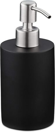 Relaxdays Seifenspender, 180ml, nachfüllbar, Bad, WC, Küche, Flüssigseifenspender, Polyresin, Edelstahlpumpe