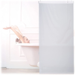 Relaxdays Duschrollo,  Seilzugrollo für Dusche & Badewanne, Decke & Fenster, Badrollo wasserabweisend, weiß, PVC, Aluminium, Kunststoff (80x240 cm)