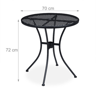 Relaxdays Gartentisch mit Schirmloch schwarz