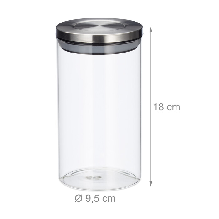 Relaxdays Vorratsglas 3er Set je 1 Liter