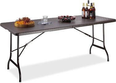 Relaxdays Gartentisch klappbar BASTIAN, groß, Tragegriff, stabiler Campingtisch, H x B x T: 72 x 178 x 74 cm, (Braun)