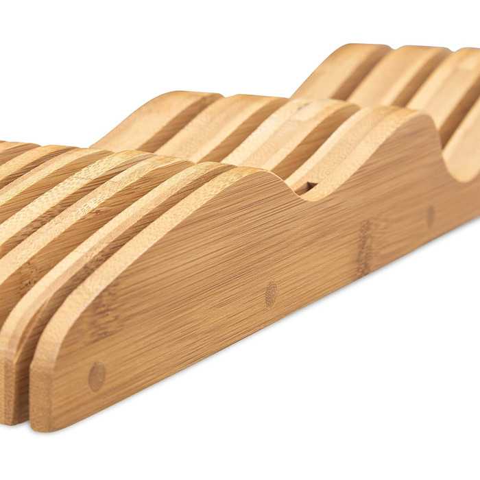 Relaxdays Messerblock Schublade, Bambus, 7 Messer, HxBxT: 5x9,5x40cm