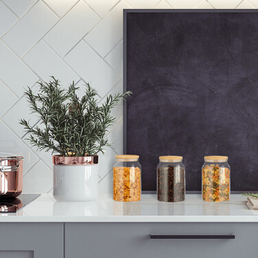 Relaxdays 3er Set Vorratsgläser mit Deckel 1500 ml
