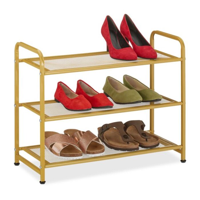 Relaxdays Goldenes Schuhregal Metall