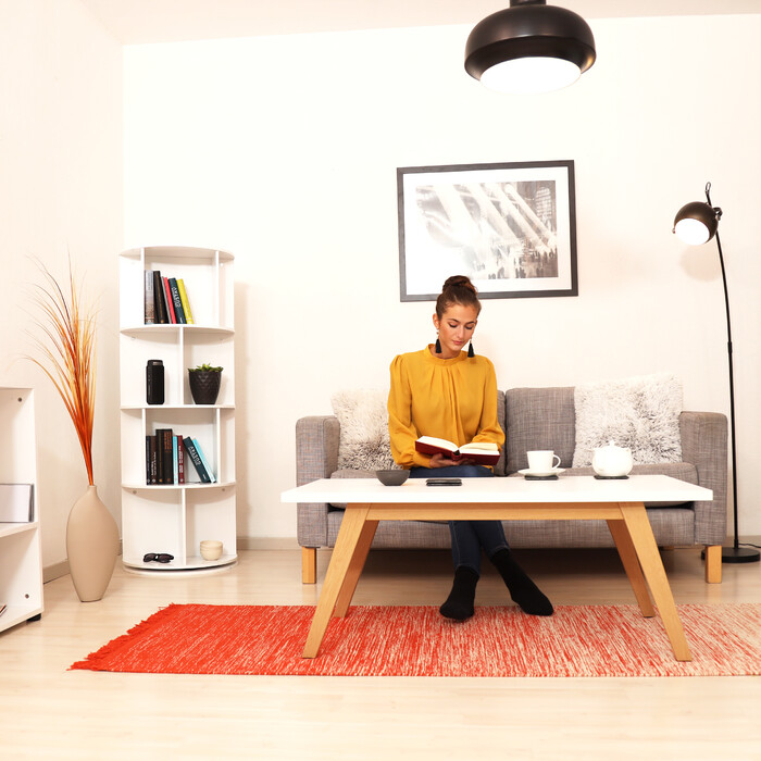 Relaxdays Drehbares Bücherregal mit 12 Fächern