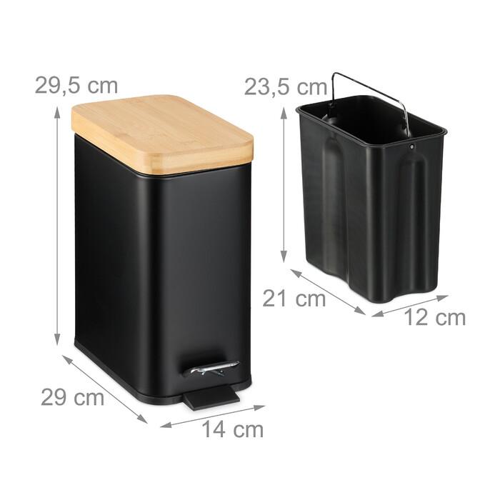 Relaxdays Bad Mülleimer 5 l mit Bambusdeckel