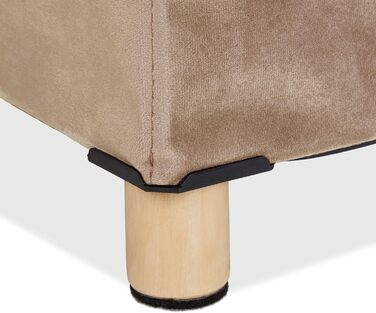 Relaxdays Samthocker mit Stauraum, Tablett, Holzbeine, eckig, 35x38x38 cm, Holz (Creme)