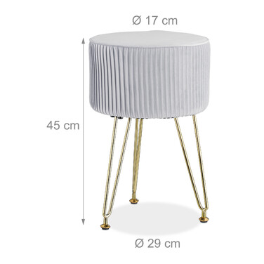 Relaxdays Samt Hocker mit Metallbeinen