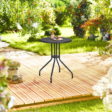 Relaxdays Runder Gartentisch in Rattanoptik